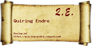 Quiring Endre névjegykártya